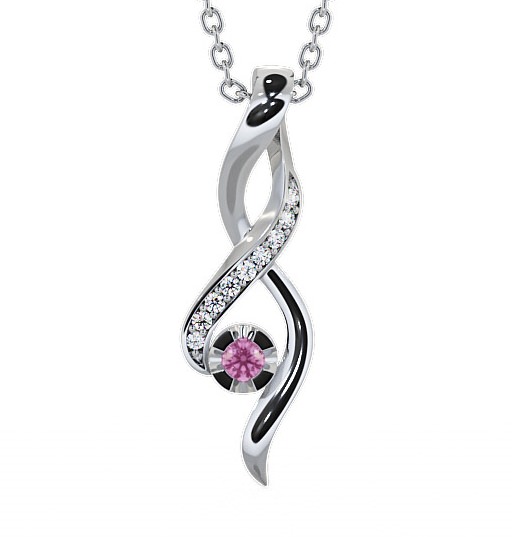 Drop Style Pink Sapphire and Diamond 0.14ct Pendant 18K White Gold PNT47GEM_WG_PS_THUMB2 