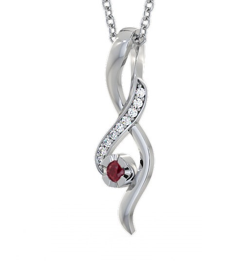 Drop Style Ruby and Diamond 0.14ct Pendant 18K White Gold PNT47GEM_WG_RU_THUMB1 