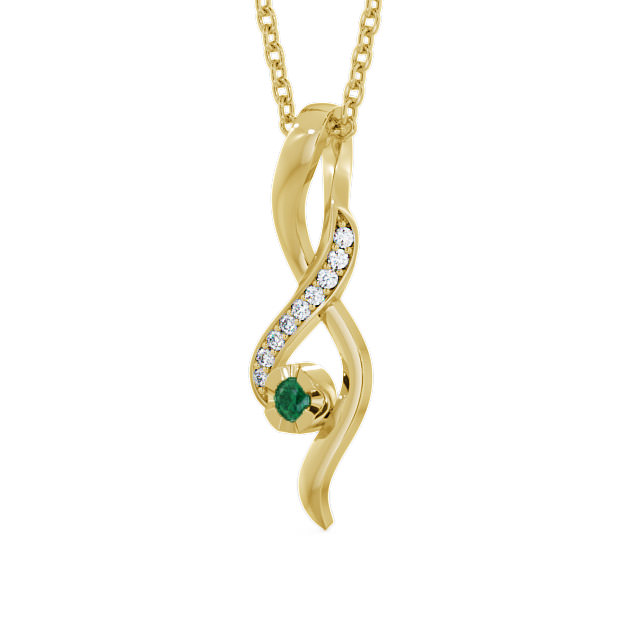 Drop Style Emerald and Diamond 0.12ct Pendant 9K Yellow Gold - Kinloch PNT47GEM_YG_EM_THUMB2