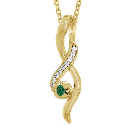 Drop Style Emerald and Diamond 0.12ct Pendant 18K Yellow Gold PNT47GEM_YG_EM_THUMB1