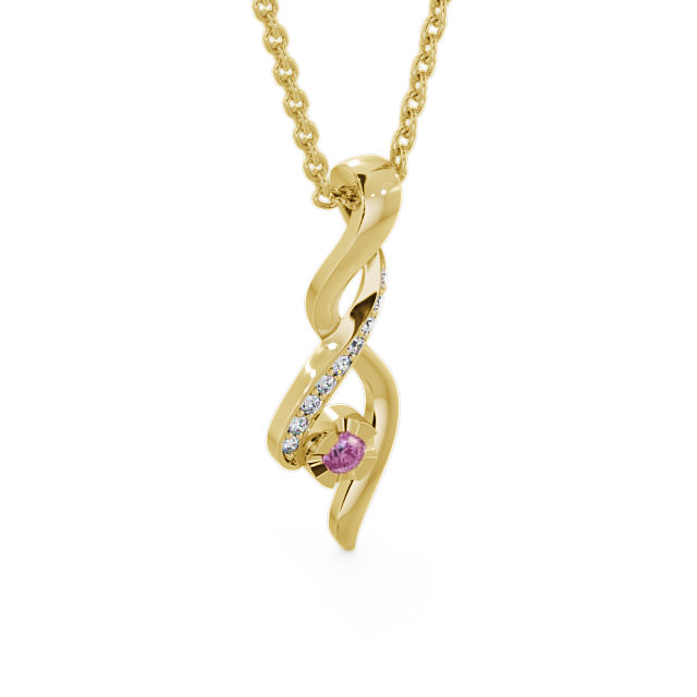 Drop Style Pink Sapphire and Diamond 0.14ct Pendant 9K Yellow Gold - Kinloch PNT47GEM_YG_PS_THUMB2