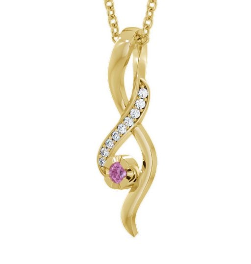 Drop Style Pink Sapphire and Diamond 0.14ct Pendant 9K Yellow Gold - Kinloch PNT47GEM_YG_PS_THUMB1