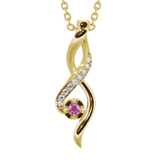 Drop Style Pink Sapphire and Diamond 0.14ct Pendant 9K Yellow Gold PNT47GEM_YG_PS_THUMB2 