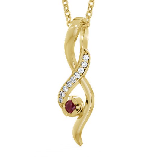 Drop Style Ruby and Diamond 0.14ct Pendant 9K Yellow Gold PNT47GEM_YG_RU_THUMB1