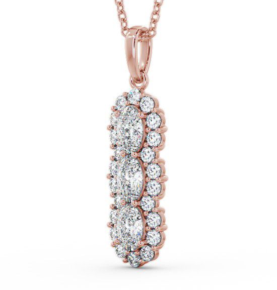 Drop Oval Diamond Treble Halo Pendant 18K Rose Gold PNT48_RG_THUMB1 