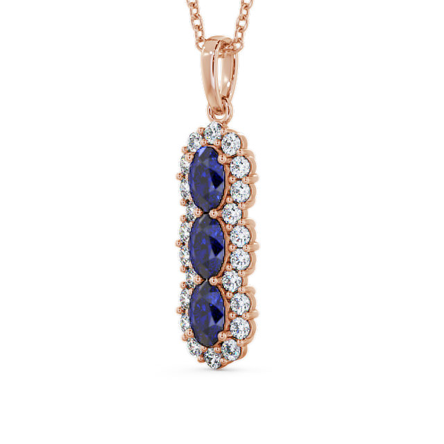 Drop Style Blue Sapphire and Diamond 2.46ct Pendant 18K Rose Gold - Glenealy