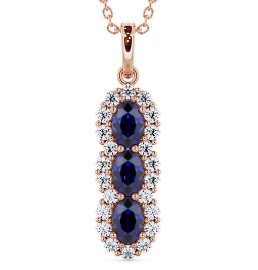 Drop Style Blue Sapphire and Diamond 2.46ct Pendant 9K Rose Gold PNT48GEM_RG_BS_THUMB2 