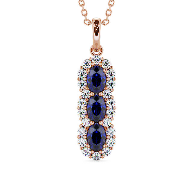 Drop Style Blue Sapphire and Diamond 2.46ct Pendant 9K Rose Gold - Glenealy PNT48GEM_RG_BS_THUMB2