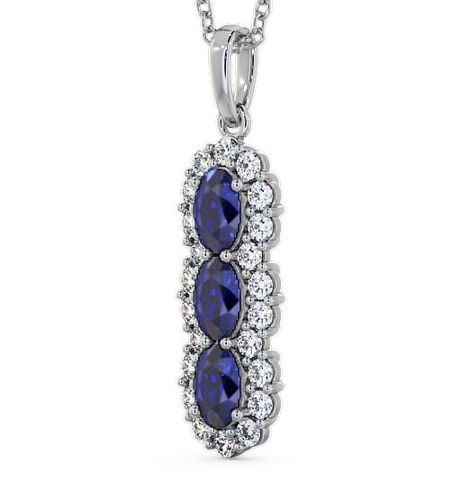 Drop Style Blue Sapphire and Diamond 2.46ct Pendant 9K White Gold PNT48GEM_WG_BS_THUMB1