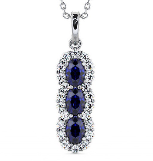  Drop Style Blue Sapphire and Diamond 2.46ct Pendant 18K White Gold - Glenealy PNT48GEM_WG_BS_THUMB2 