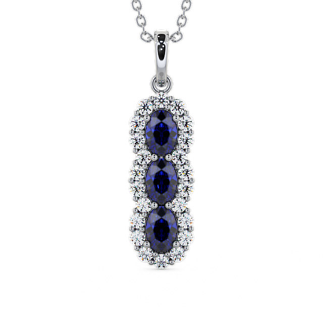 Drop Style Blue Sapphire and Diamond 2.46ct Pendant 18K White Gold - Glenealy PNT48GEM_WG_BS_THUMB2