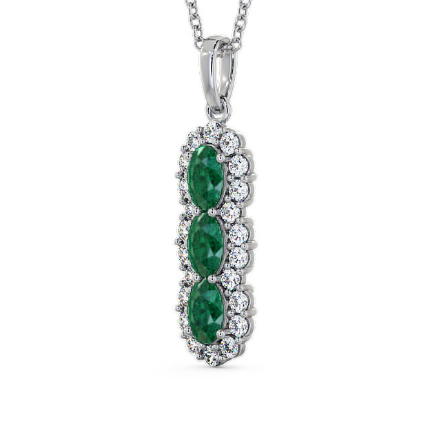 Drop Style Emerald and Diamond 2.22ct Pendant 9K White Gold - Glenealy