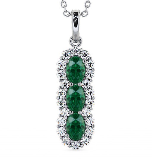  Drop Style Emerald and Diamond 2.22ct Pendant 9K White Gold - Glenealy PNT48GEM_WG_EM_THUMB2 