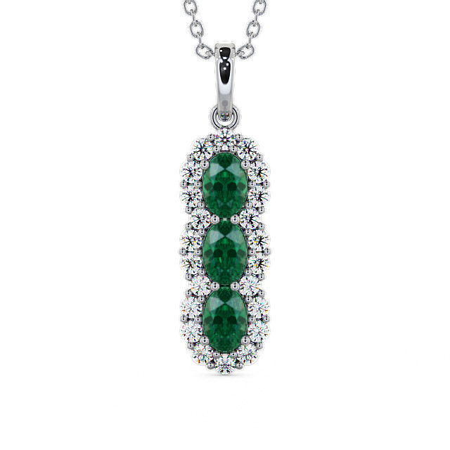 Drop Style Emerald and Diamond 2.22ct Pendant 9K White Gold - Glenealy PNT48GEM_WG_EM_THUMB2