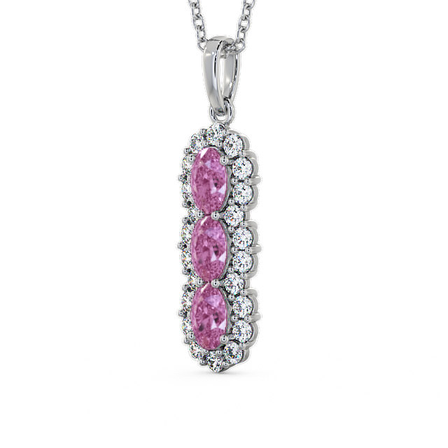 Drop Style Pink Sapphire and Diamond 2.46ct Pendant 18K White Gold - Glenealy