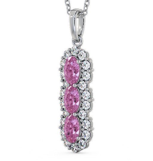 Drop Style Pink Sapphire and Diamond 2.46ct Pendant 18K White Gold - Glenealy PNT48GEM_WG_PS_THUMB1