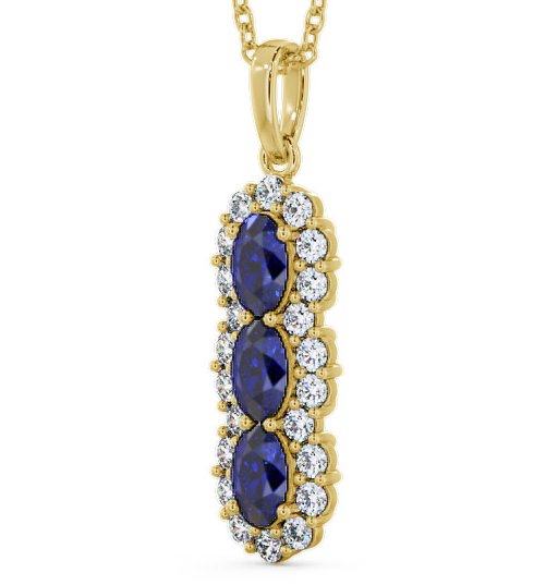 Drop Style Blue Sapphire and Diamond 2.46ct Pendant 9K Yellow Gold PNT48GEM_YG_BS_THUMB1