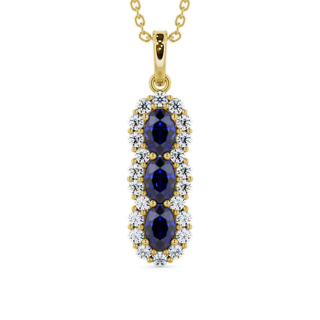 Drop Style Blue Sapphire and Diamond 2.46ct Pendant 18K Yellow Gold - Glenealy PNT48GEM_YG_BS_THUMB2