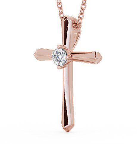 Cross Round Diamond Pendant 18K Rose Gold PNT49_RG_THUMB1 