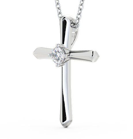 Cross Round Diamond Pendant 18K White Gold PNT49_WG_THUMB1 