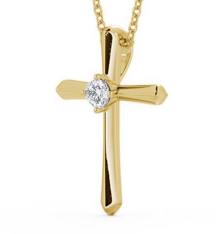 Cross Round Diamond Pendant 9K Yellow Gold PNT49_YG_THUMB1 