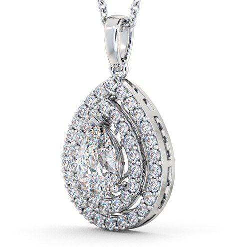 Halo Pear Diamond Cluster Pendant 9K White Gold PNT4_WG_THUMB1 