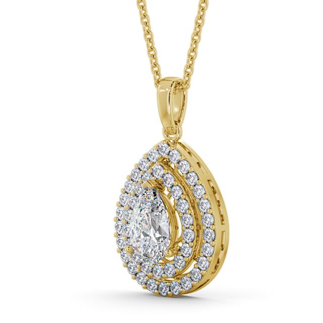 Halo Pear Diamond Pendant 18K Yellow Gold - Aviemore PNT4_YG_SIDE