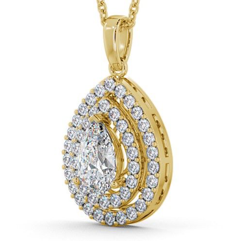 Halo Pear Diamond Cluster Pendant 18K Yellow Gold PNT4_YG_THUMB1 