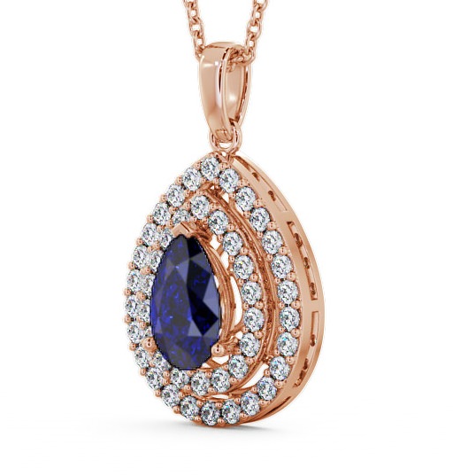 Halo Blue Sapphire and Diamond 1.44ct Pendant 18K Rose Gold PNT4GEM_RG_BS_THUMB1