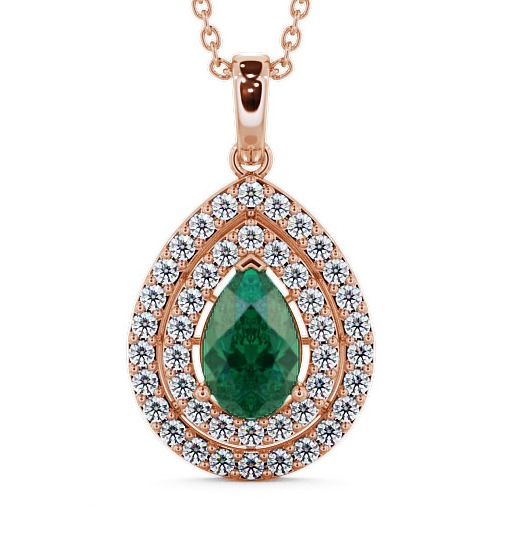  Halo Emerald and Diamond 1.24ct Pendant 18K Rose Gold - Aviemore PNT4GEM_RG_EM_THUMB2 