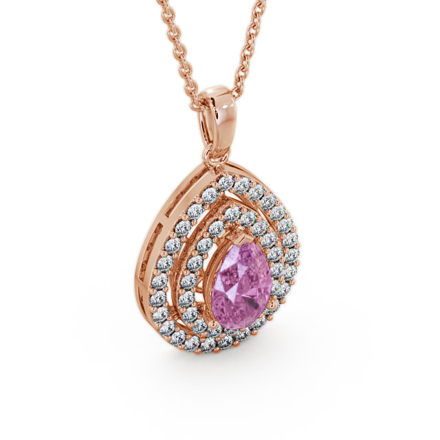 Halo Pink Sapphire and Diamond 1.44ct Pendant 18K Rose Gold - Aviemore PNT4GEM_RG_PS_THUMB2