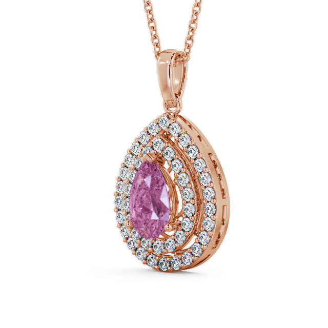 Halo Pink Sapphire and Diamond 1.44ct Pendant 18K Rose Gold - Aviemore