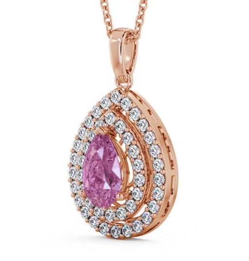 Halo Pink Sapphire and Diamond 1.44ct Pendant 18K Rose Gold PNT4GEM_RG_PS_THUMB1