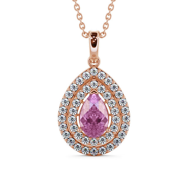 Halo Pink Sapphire and Diamond 1.44ct Pendant 18K Rose Gold - Aviemore PNT4GEM_RG_PS_THUMB2