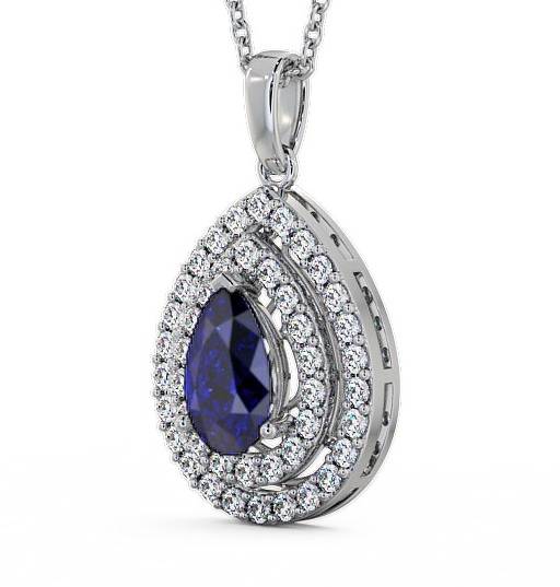 Halo Blue Sapphire and Diamond 1.44ct Pendant 9K White Gold PNT4GEM_WG_BS_THUMB1