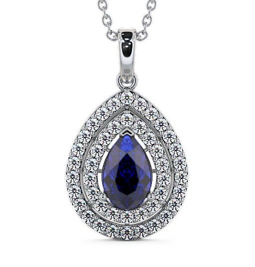 Halo Blue Sapphire and Diamond 1.44ct Pendant 18K White Gold PNT4GEM_WG_BS_THUMB2 