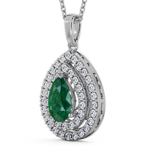 Halo Emerald and Diamond 1.24ct Pendant 18K White Gold PNT4GEM_WG_EM_THUMB1 