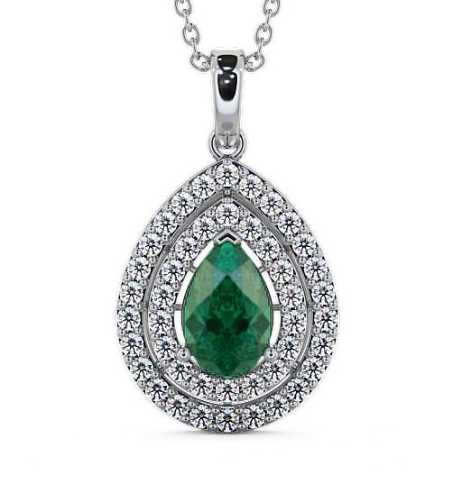  Halo Emerald and Diamond 1.24ct Pendant 9K White Gold - Aviemore PNT4GEM_WG_EM_THUMB2 