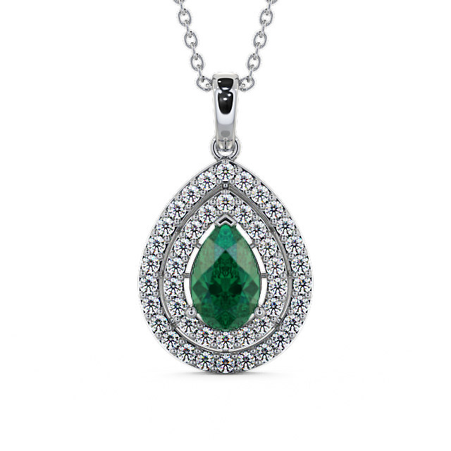 Halo Emerald and Diamond 1.24ct Pendant 9K White Gold - Aviemore PNT4GEM_WG_EM_THUMB2