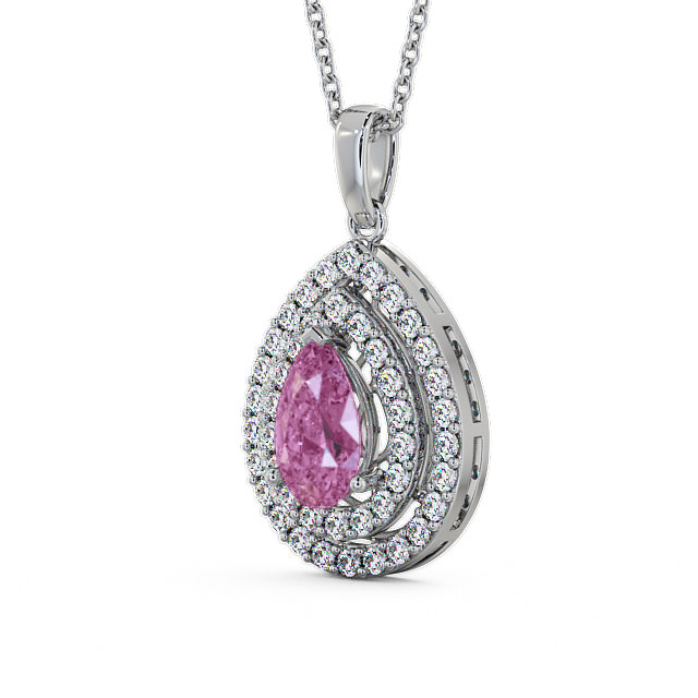 Halo Pink Sapphire and Diamond 1.44ct Pendant 9K White Gold - Aviemore PNT4GEM_WG_PS_THUMB2