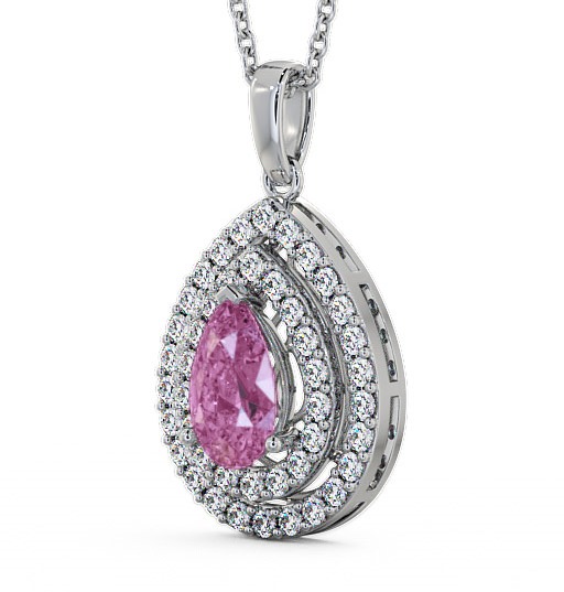 Halo Pink Sapphire and Diamond 1.44ct Pendant 18K White Gold PNT4GEM_WG_PS_THUMB1