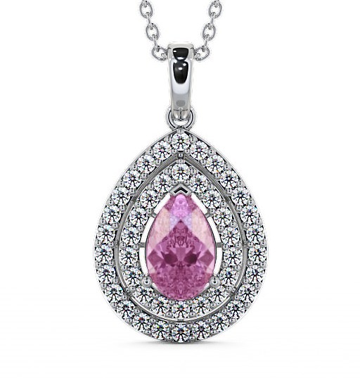 Halo Pink Sapphire and Diamond 1.44ct Pendant 18K White Gold PNT4GEM_WG_PS_THUMB2 