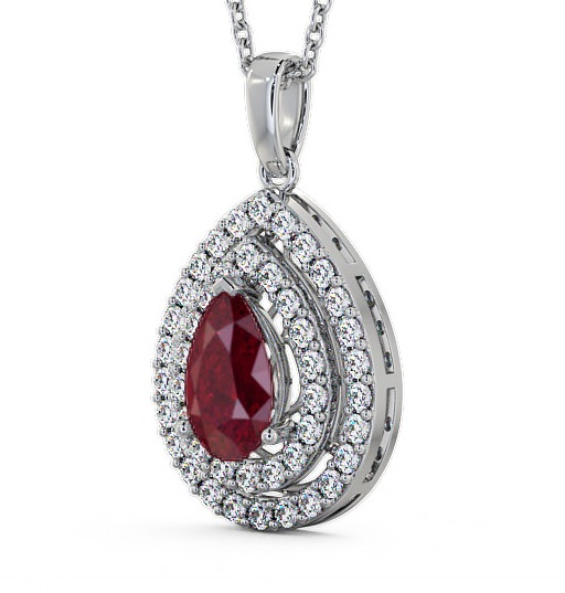 Halo Ruby and Diamond 1.44ct Pendant 18K White Gold PNT4GEM_WG_RU_THUMB1 