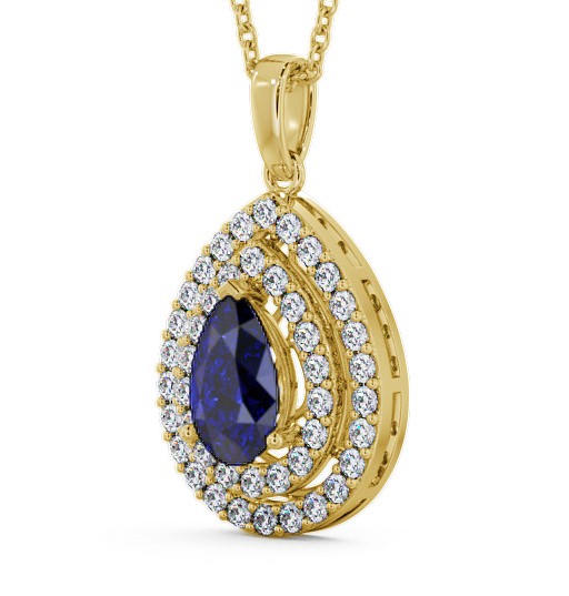 Halo Blue Sapphire and Diamond 1.44ct Pendant 9K Yellow Gold PNT4GEM_YG_BS_THUMB1