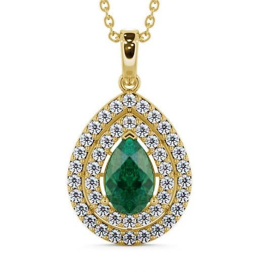 Halo Emerald and Diamond 1.24ct Pendant 9K Yellow Gold PNT4GEM_YG_EM_THUMB2 