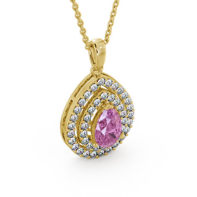 Halo Pink Sapphire and Diamond 1.44ct Pendant 18K Yellow Gold - Aviemore PNT4GEM_YG_PS_THUMB2
