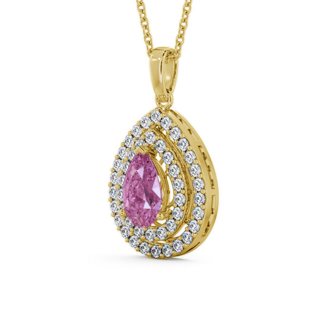 Halo Pink Sapphire and Diamond 1.44ct Pendant 18K Yellow Gold - Aviemore
