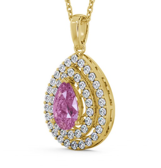 Halo Pink Sapphire and Diamond 1.44ct Pendant 18K Yellow Gold PNT4GEM_YG_PS_THUMB1