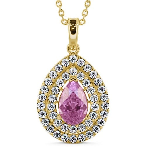  Halo Pink Sapphire and Diamond 1.44ct Pendant 18K Yellow Gold - Aviemore PNT4GEM_YG_PS_THUMB2 