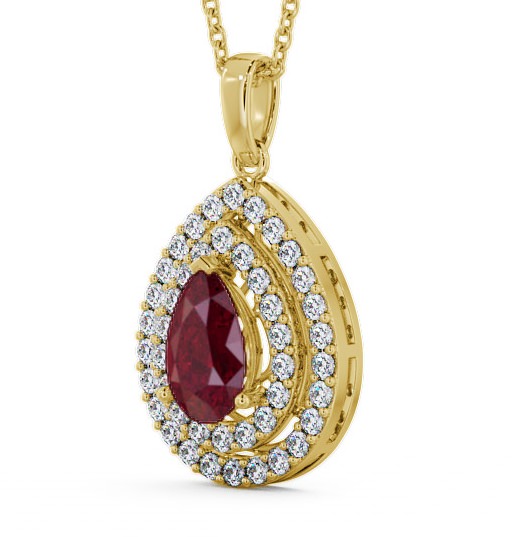 Halo Ruby and Diamond 1.44ct Pendant 18K Yellow Gold PNT4GEM_YG_RU_THUMB1